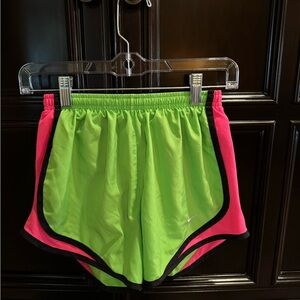 Nike Dri-Fit Women's Bright Green and Pink Athletic Shorts
